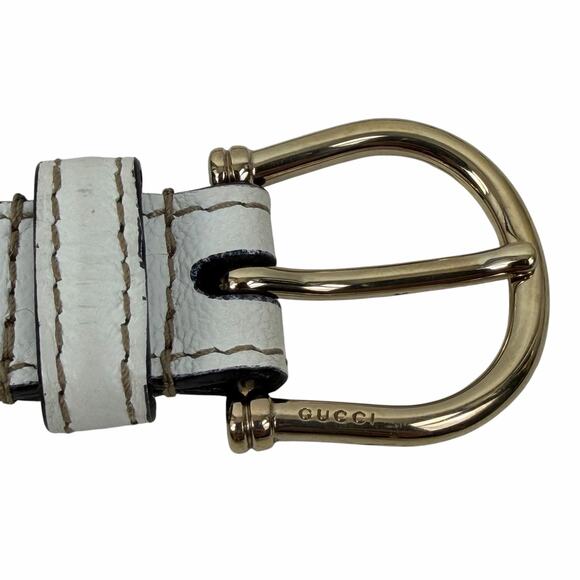 Gucci White Leather Gold Chain Web Belt Women Size 85/34 main image 8